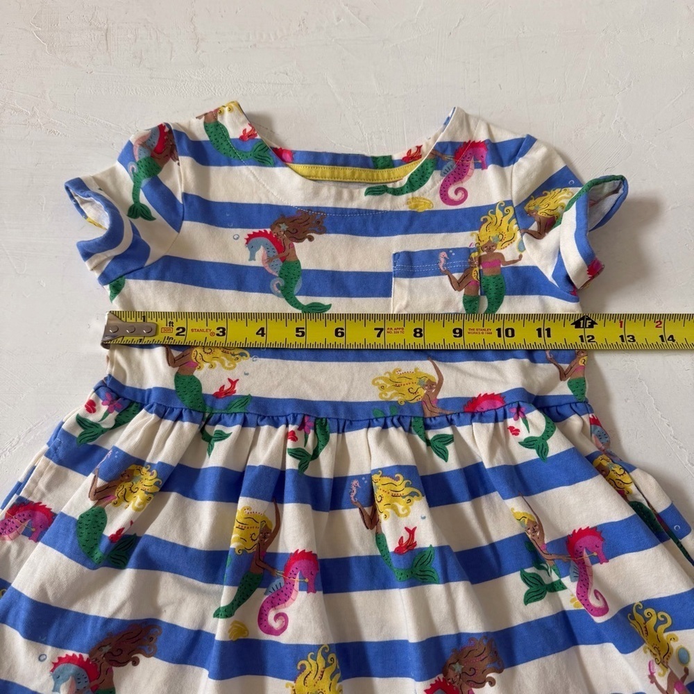 Mini Boden Kids' Print Cotton Jersey Dress Surf Blue Mermaid Stripe Size 5/6 - Picture 5 of 6